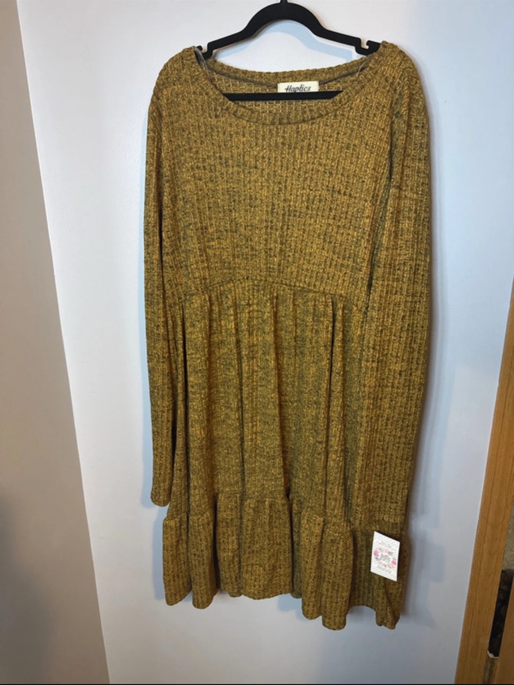 Cozy Mustard Ribbed Knit Midi Dress